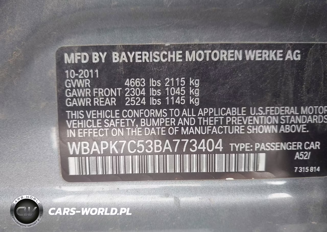 2011 BMW 328I xDrive VIN:WBAPK7C53BA773404 - 9