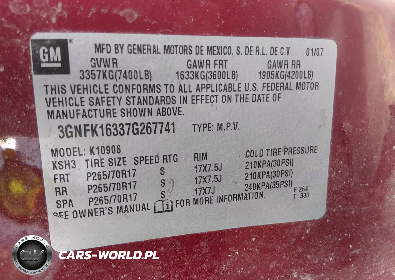 2007 Chevrolet Suburban Lt VIN:3GNFK16337G267741 - 9