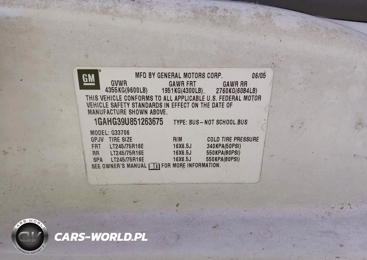 2005 Chevrolet Express Passenger VIN:1GAHG39U851263675 - 9
