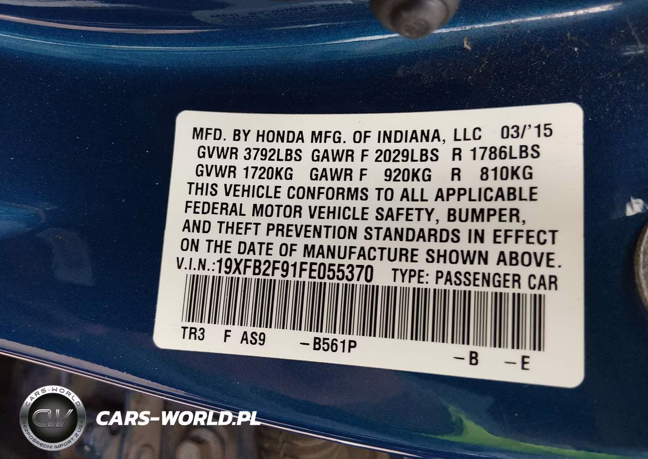 2015 Honda Civic Ex-L VIN:19XFB2F91FE055370 - 9