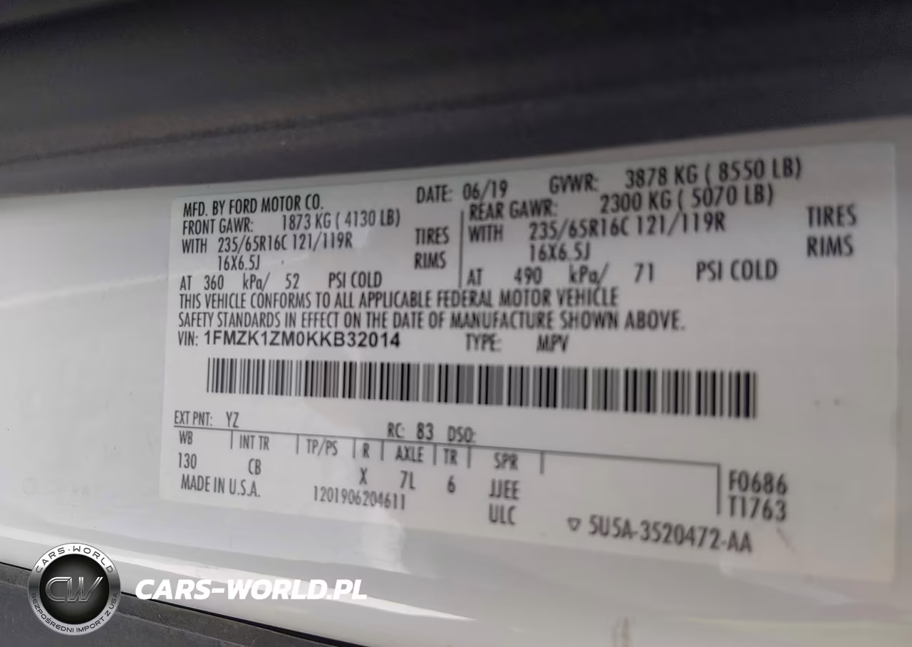 2019 Ford Transit-150 Xl VIN:1FMZK1ZM0KKB32014 - 9