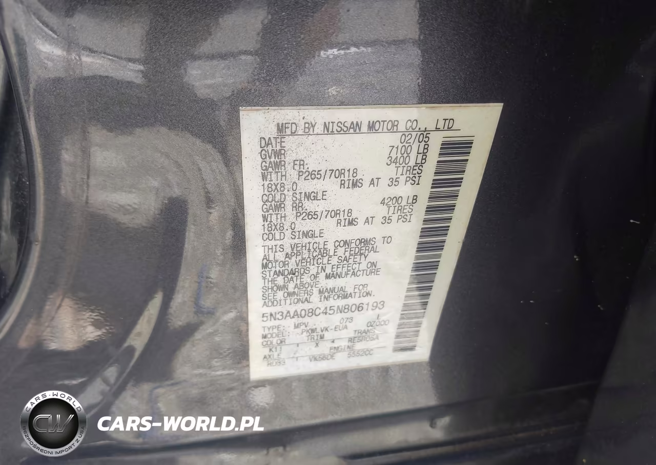 2005 Infiniti Qx56 VIN:5N3AA08C45N806193 - 9
