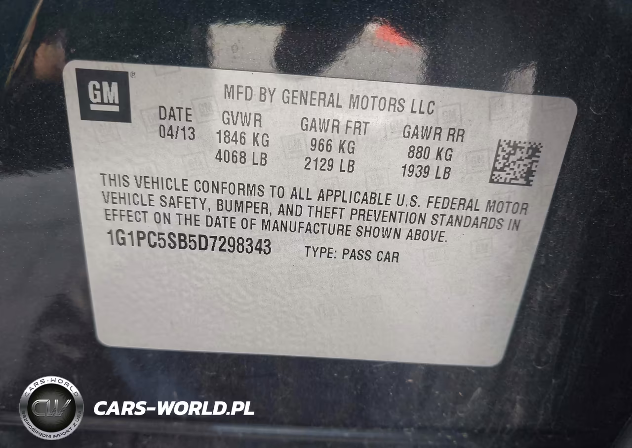 CHEVROLET CRUZE VIN:1G1PC5SB5D7298343 - 9