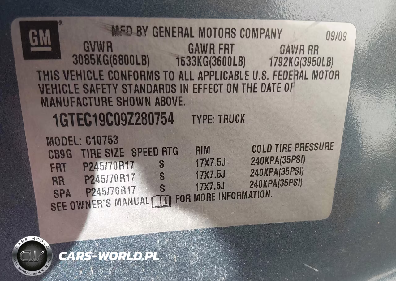 2009 GMC Sierra 1500 Sl VIN:1GTEC19C09Z280754 - 9