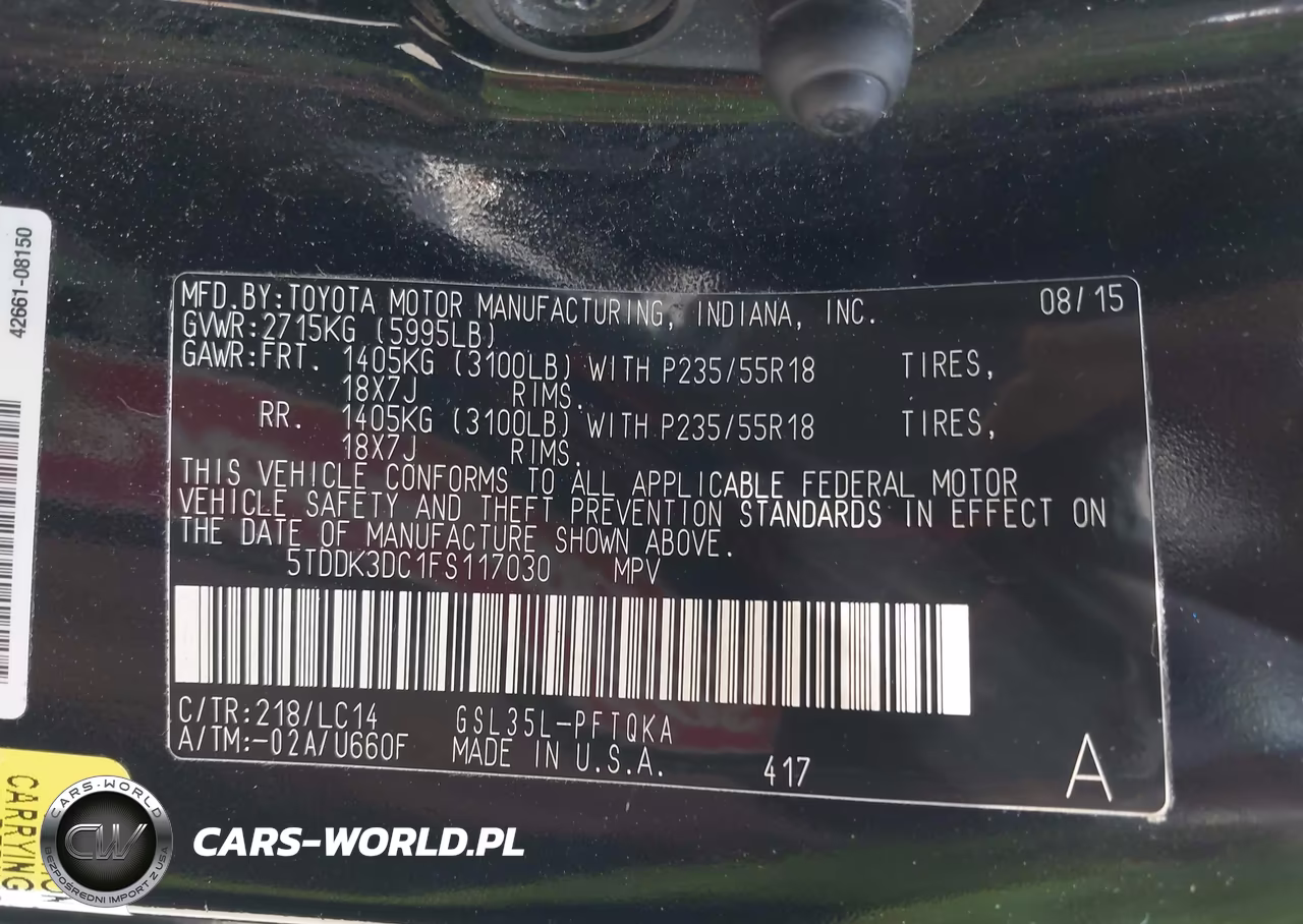 2015 Toyota Sienna Xle 7 Passenger VIN:5TDDK3DC1FS117030 - 9