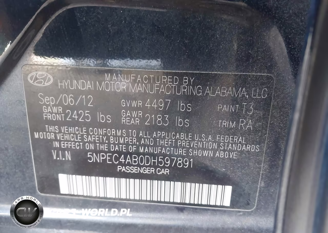 2013 Hyundai Sonata Limited 2.0T VIN:5NPEC4AB0DH597891 - 9
