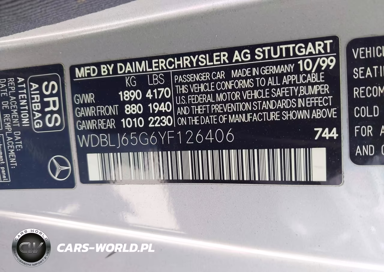 2000 Mercedes-Benz Clk 320 VIN:WDBLJ65G6YF126406 - 9