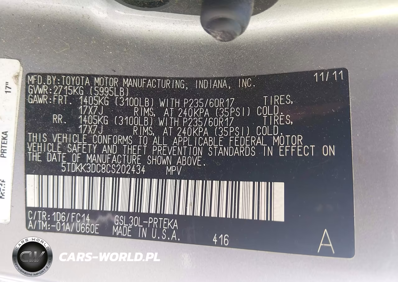 2012 Toyota Sienna Le V6 8 Passenger VIN:5TDKK3DC8CS202434 - 9