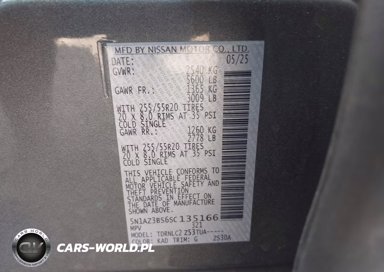 2025 Nissan Murano Sv VIN:5N1AZ3BS6SC135166 - 9
