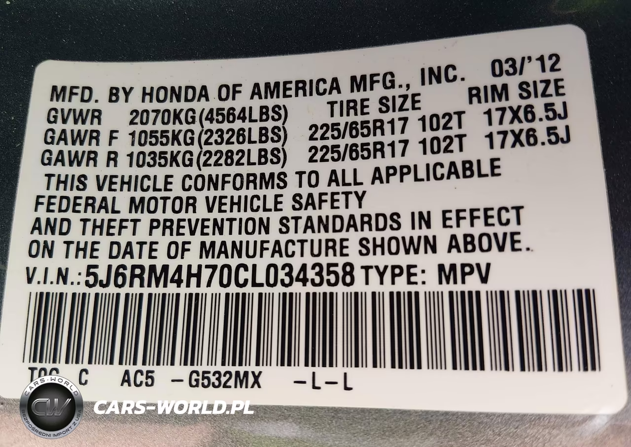 2012 Honda Cr-V Ex-L VIN:5J6RM4H70CL034358 - 9