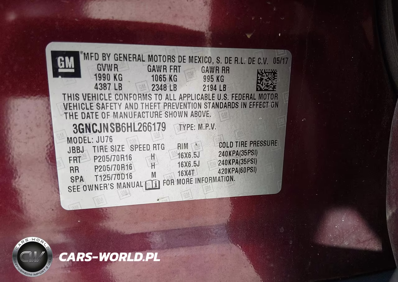 2017 Chevrolet Trax Ls VIN:3GNCJNSB6HL266179 - 9