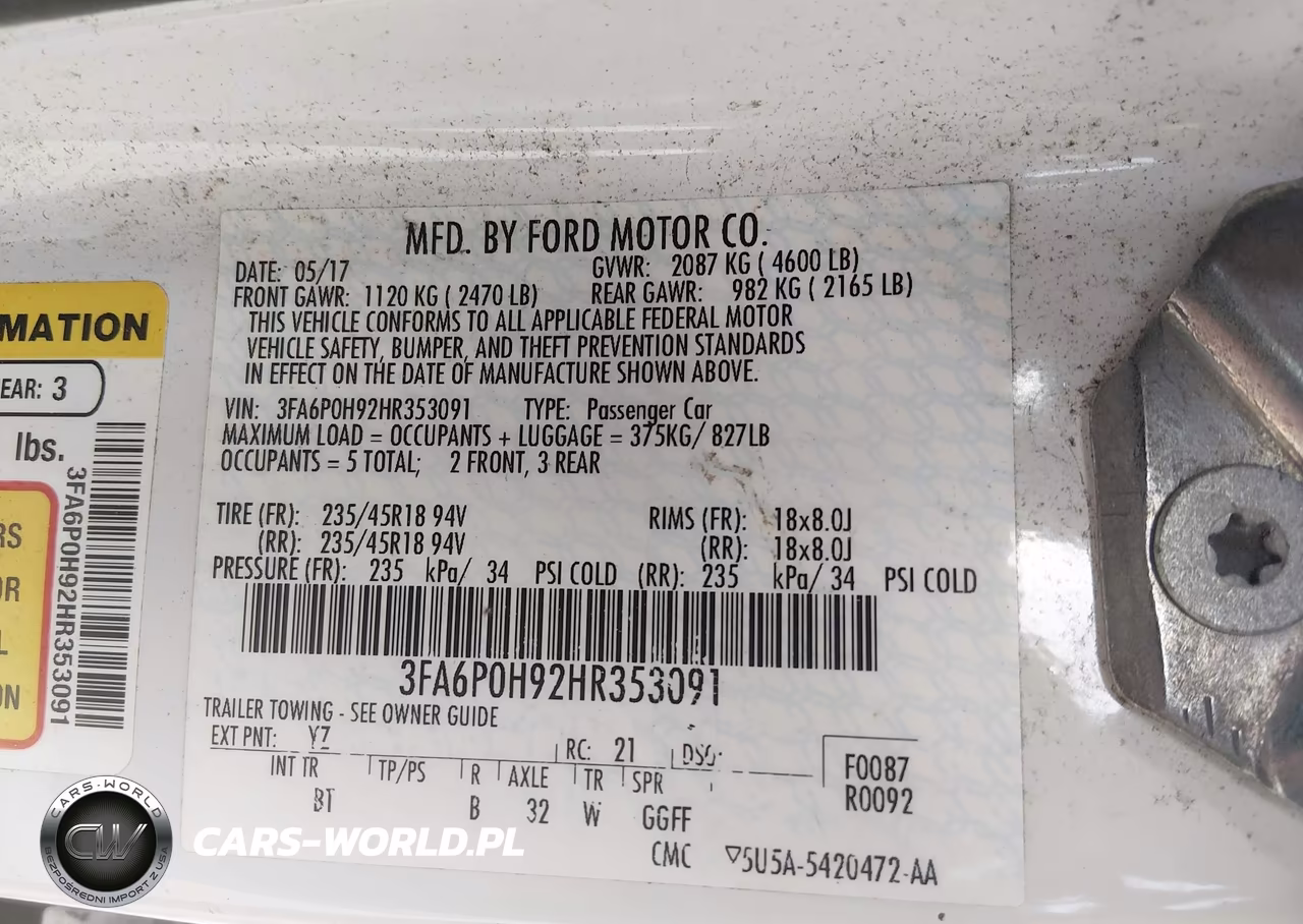 2017 Ford Fusion Se VIN:3FA6P0H92HR353091 - 9