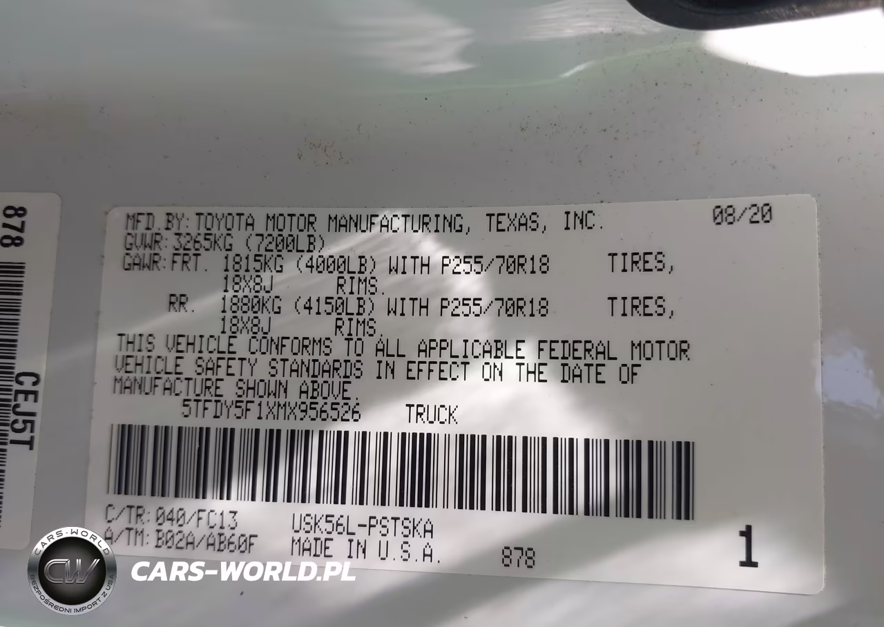 2021 Toyota Tundra 4Wd Sr5 VIN:5TFDY5F1XMX956526 - 9