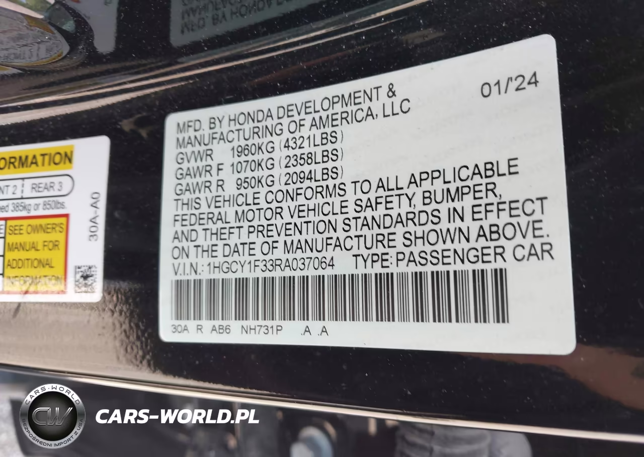 2024 Honda Accord Ex VIN:1HGCY1F33RA037064 - 8