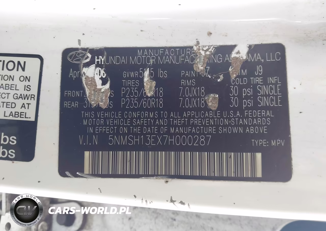 2007 Hyundai Santa Fe Limited-Se VIN:5NMSH13EX7H000287 - 9