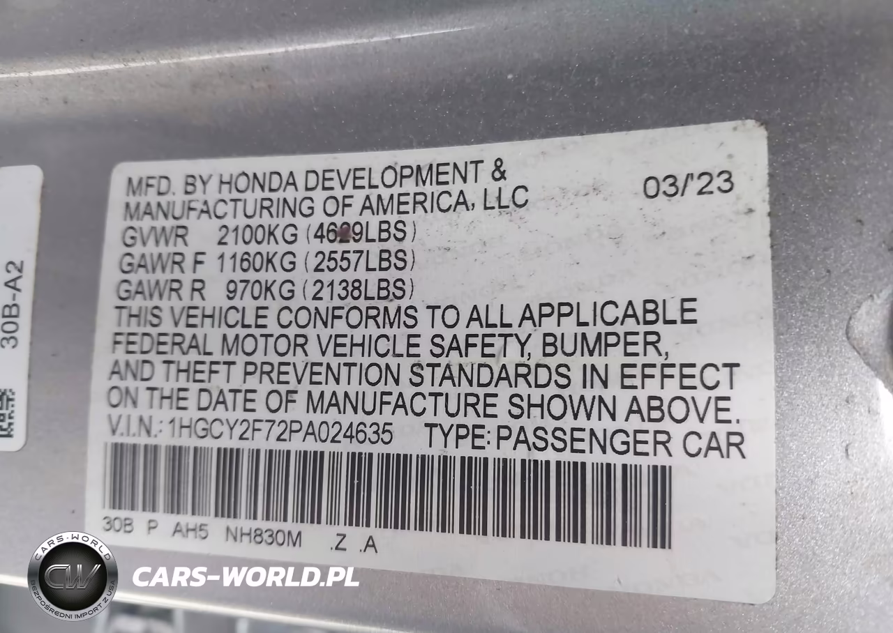 2023 Honda Accord Hybrid Sport-L VIN:1HGCY2F72PA024635 - 9