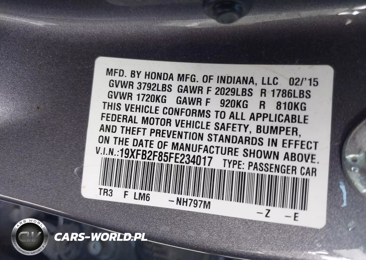 2015 Honda Civic Ex VIN:19XFB2F85FE234017 - 9