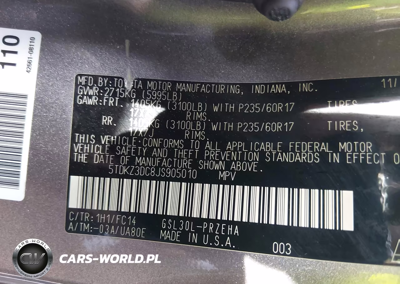 2018 Toyota Sienna Le 8 Passenger VIN:5TDKZ3DC8JS905010 - 9