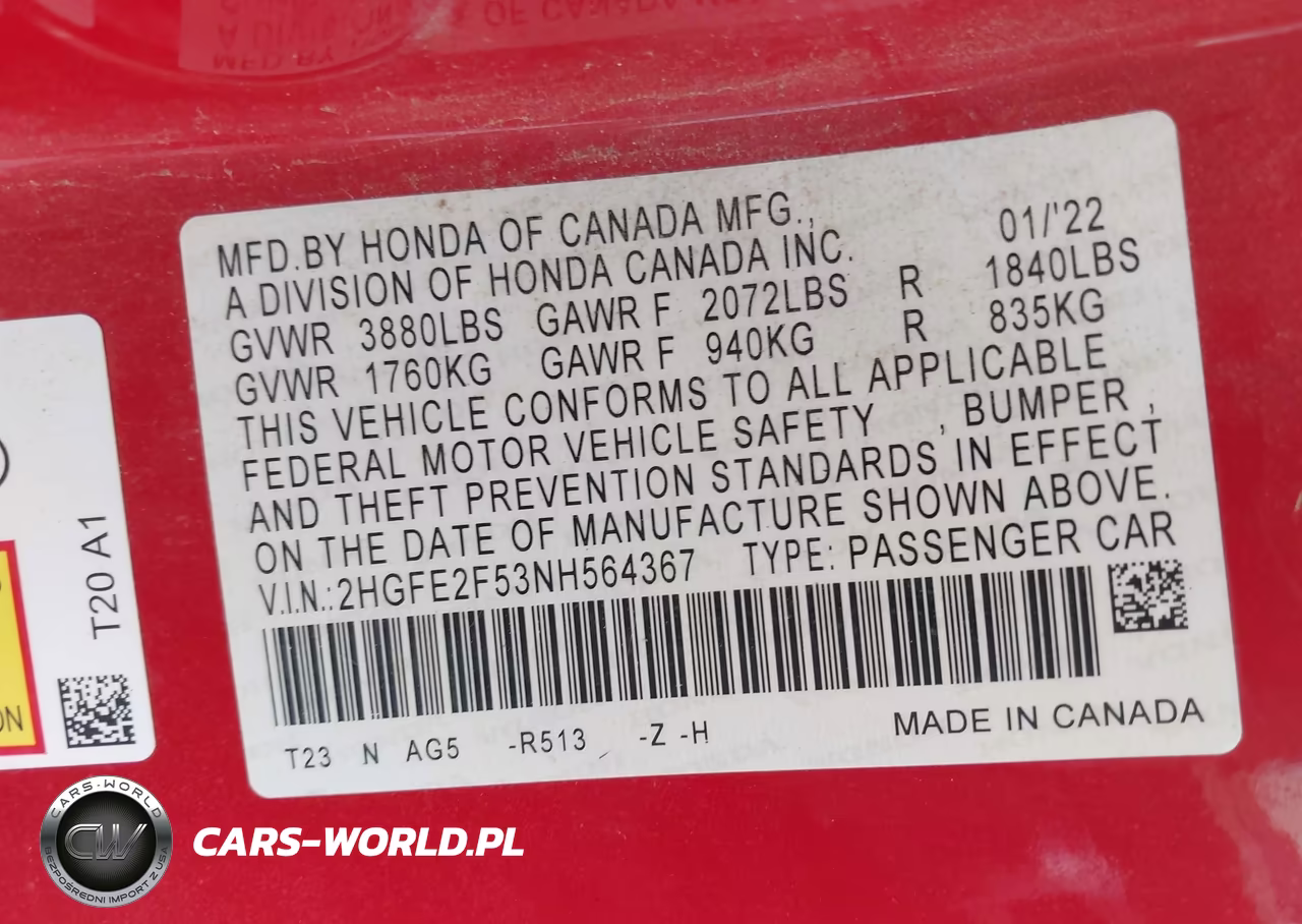 2022 Honda Civic Sport VIN:2HGFE2F53NH564367 - 9