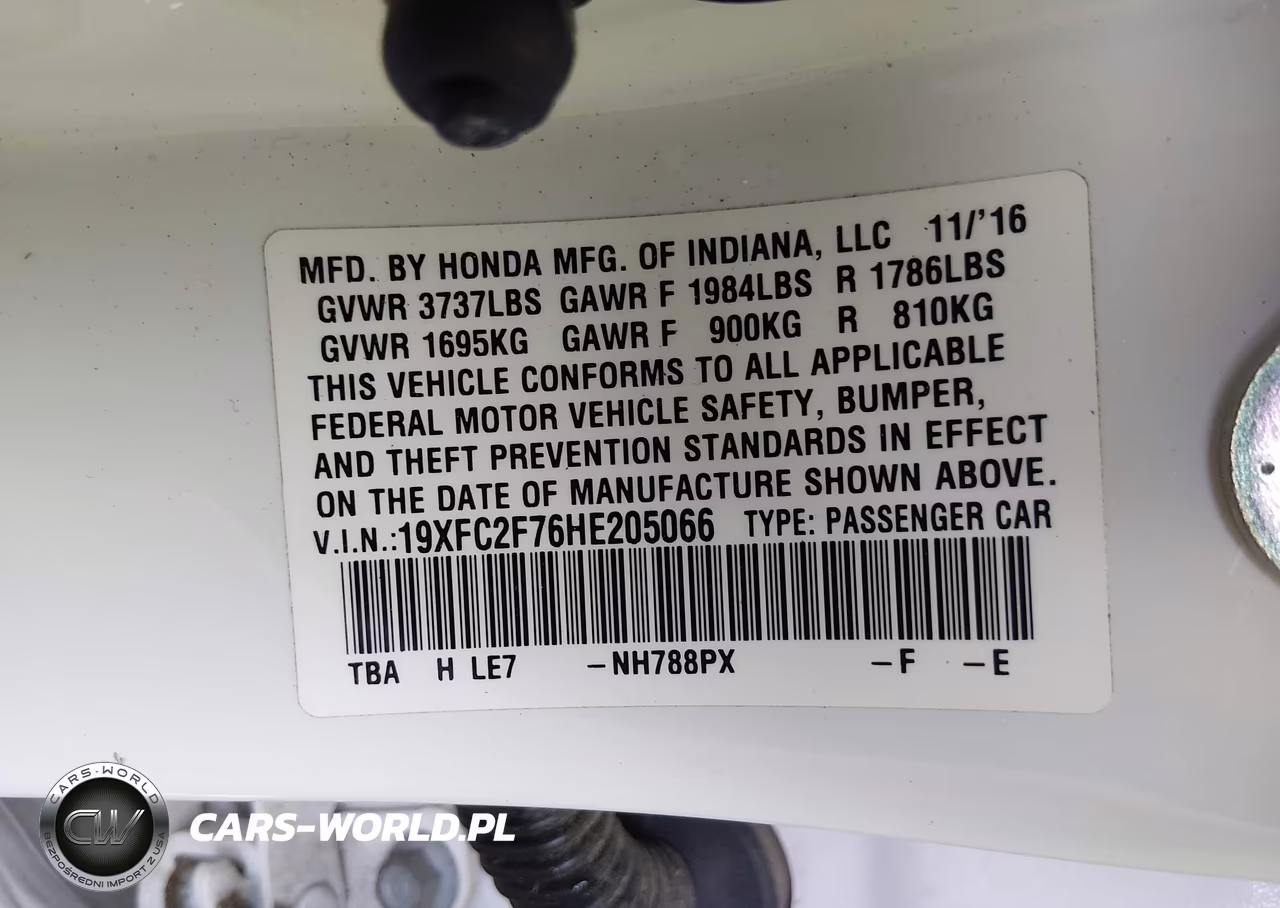2017 Honda Civic Ex VIN:19XFC2F76HE205066 - 9