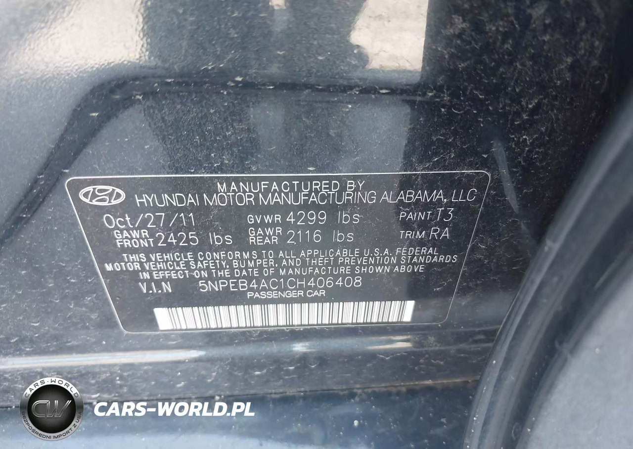 2012 Hyundai Sonata Gls VIN:5NPEB4AC1CH406408 - 9