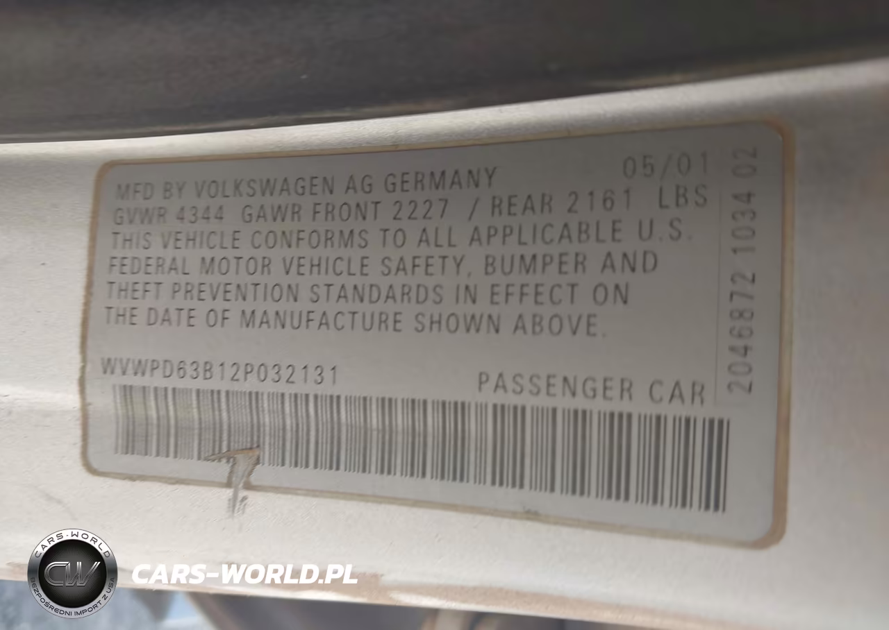 2002 Volkswagen Passat Gls VIN:WVWPD63B12P032131 - 9