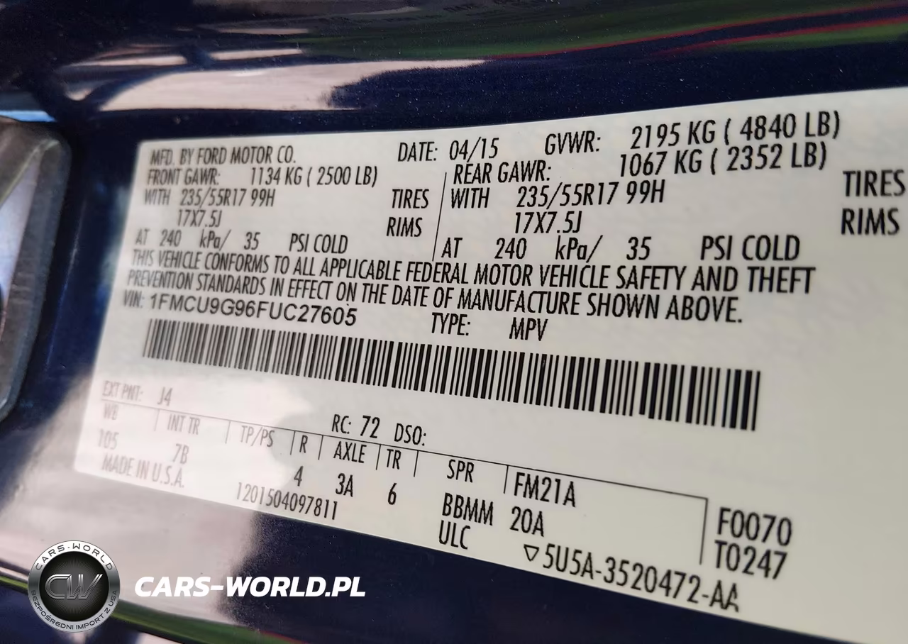 2015 Ford Escape Se VIN:1FMCU9G96FUC27605 - 9