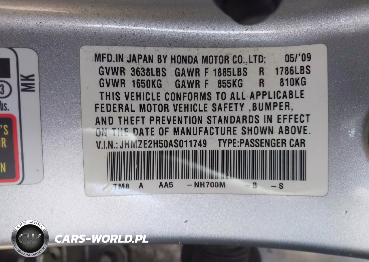 2010 Honda Insight Lx VIN:JHMZE2H50AS011749 - 9