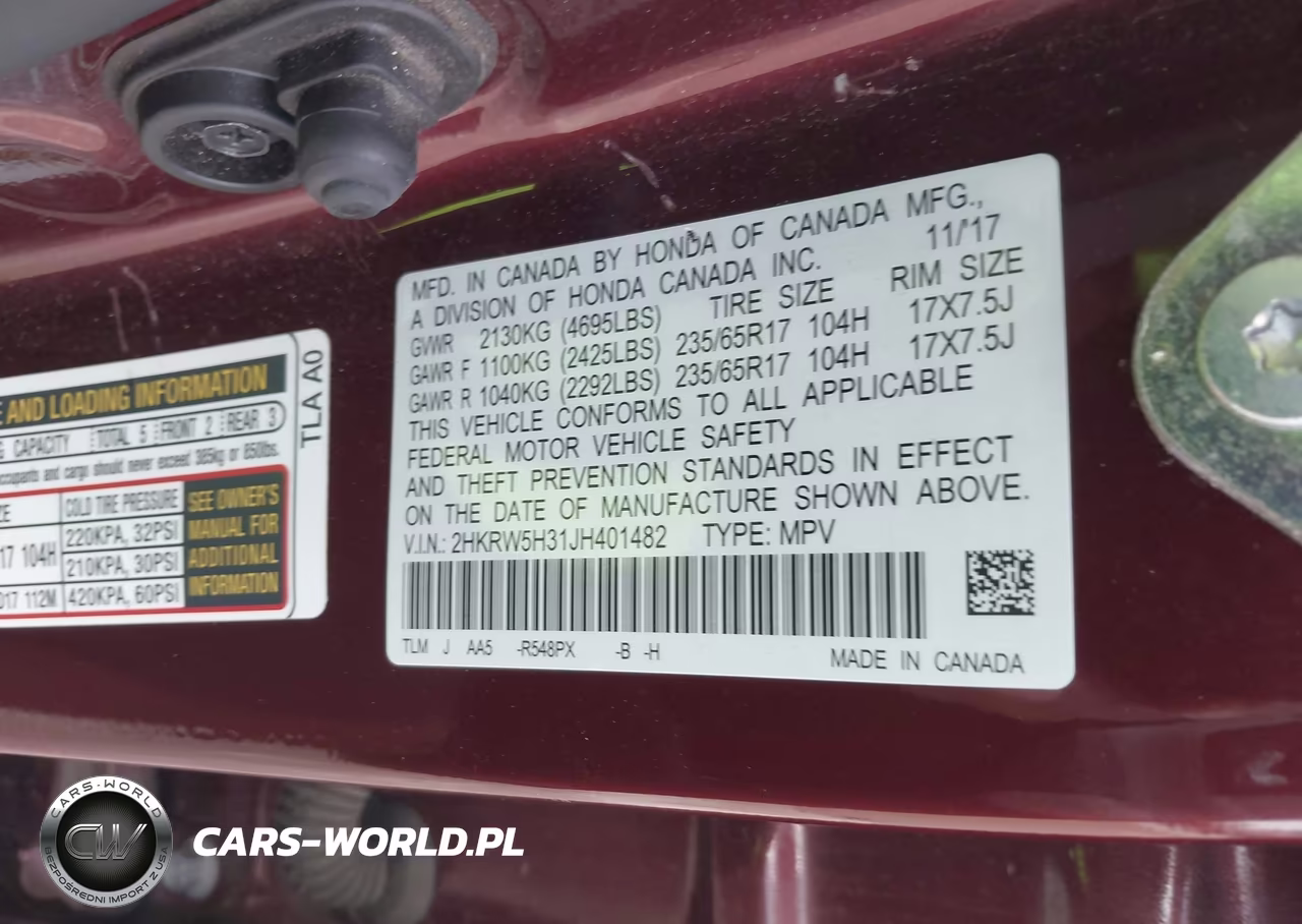 2018 Honda Cr-V Lx VIN:2HKRW5H31JH401482 - 9