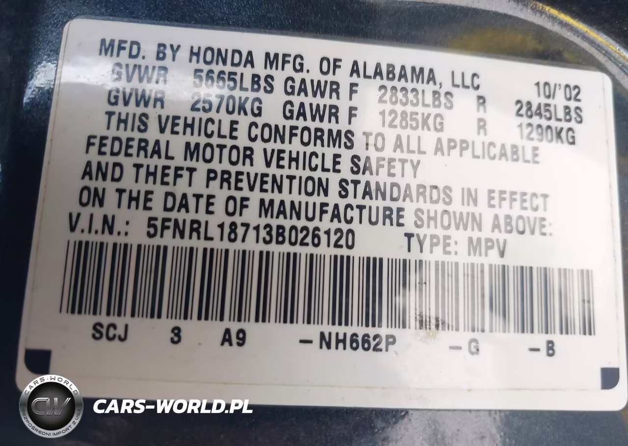 2003 Honda Odyssey Ex-L VIN:5FNRL18713B026120 - 9