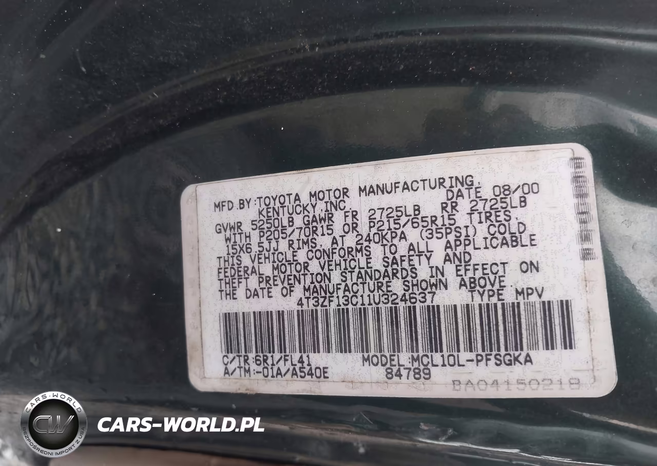 2001 Toyota Sienna Xle VIN:4T3ZF13C11U324637 - 9