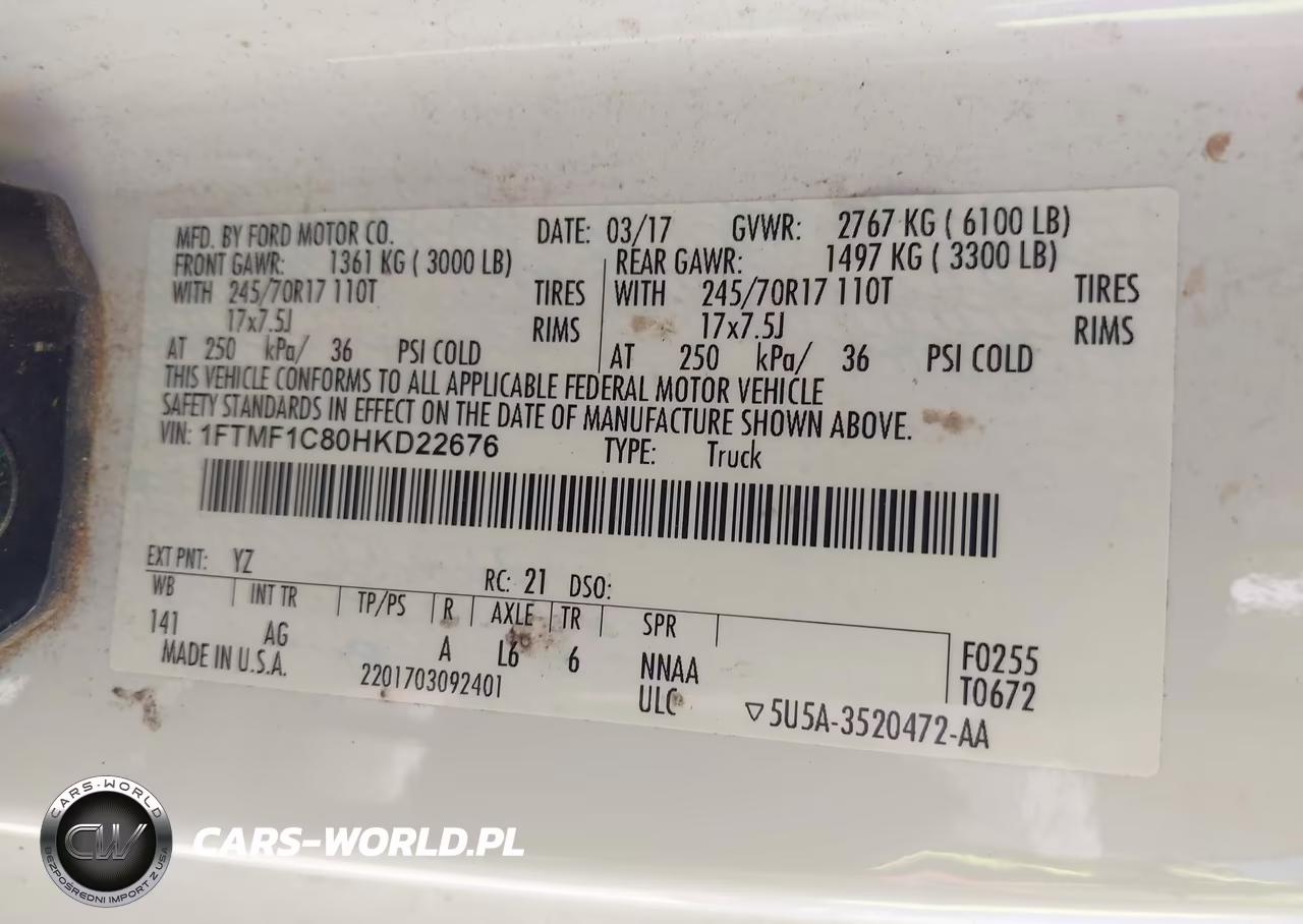 2017 Ford F-150 Xl VIN:1FTMF1C80HKD22676 - 9