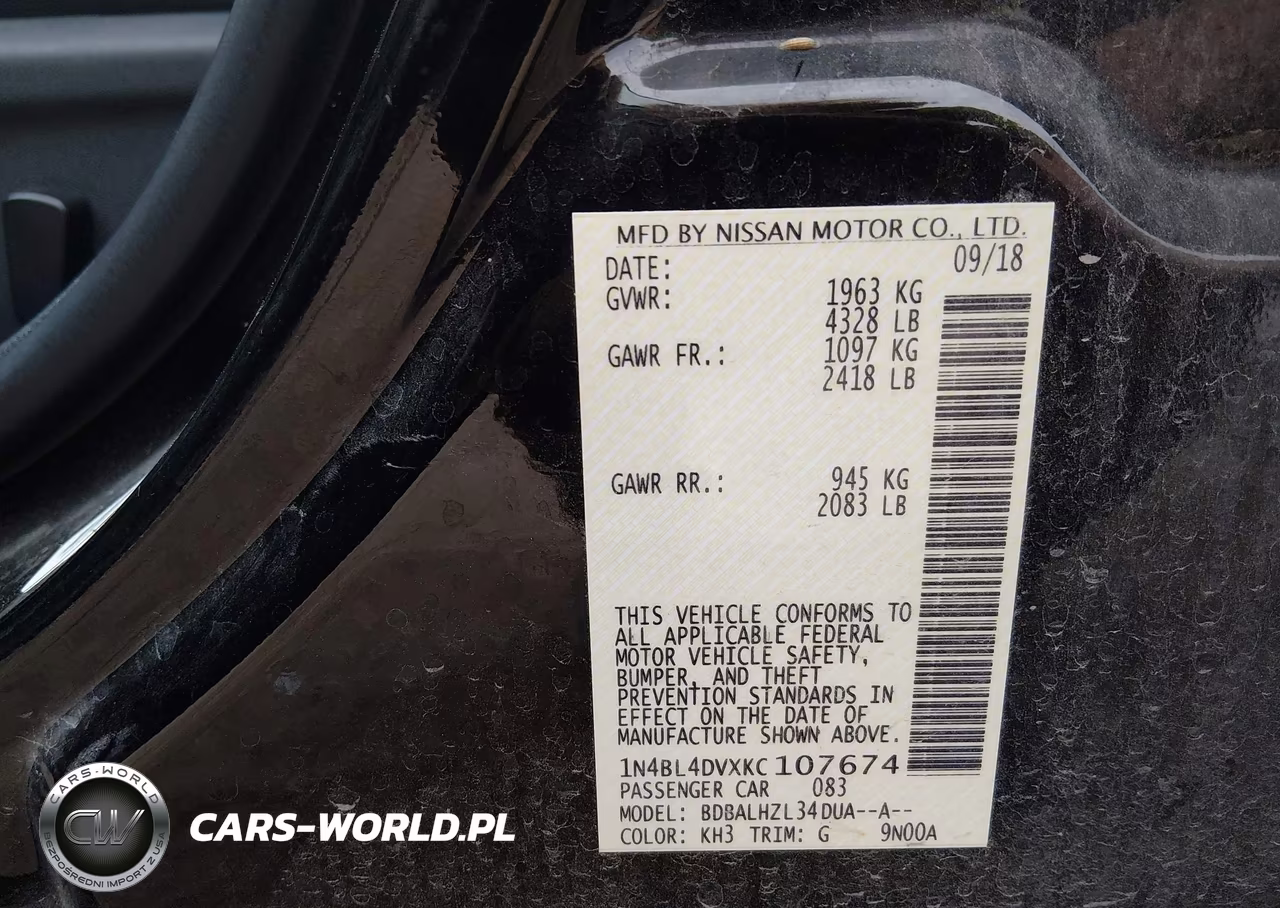 2019 Nissan Altima 2.5 Sv VIN:1N4BL4DVXKC107674 - 9