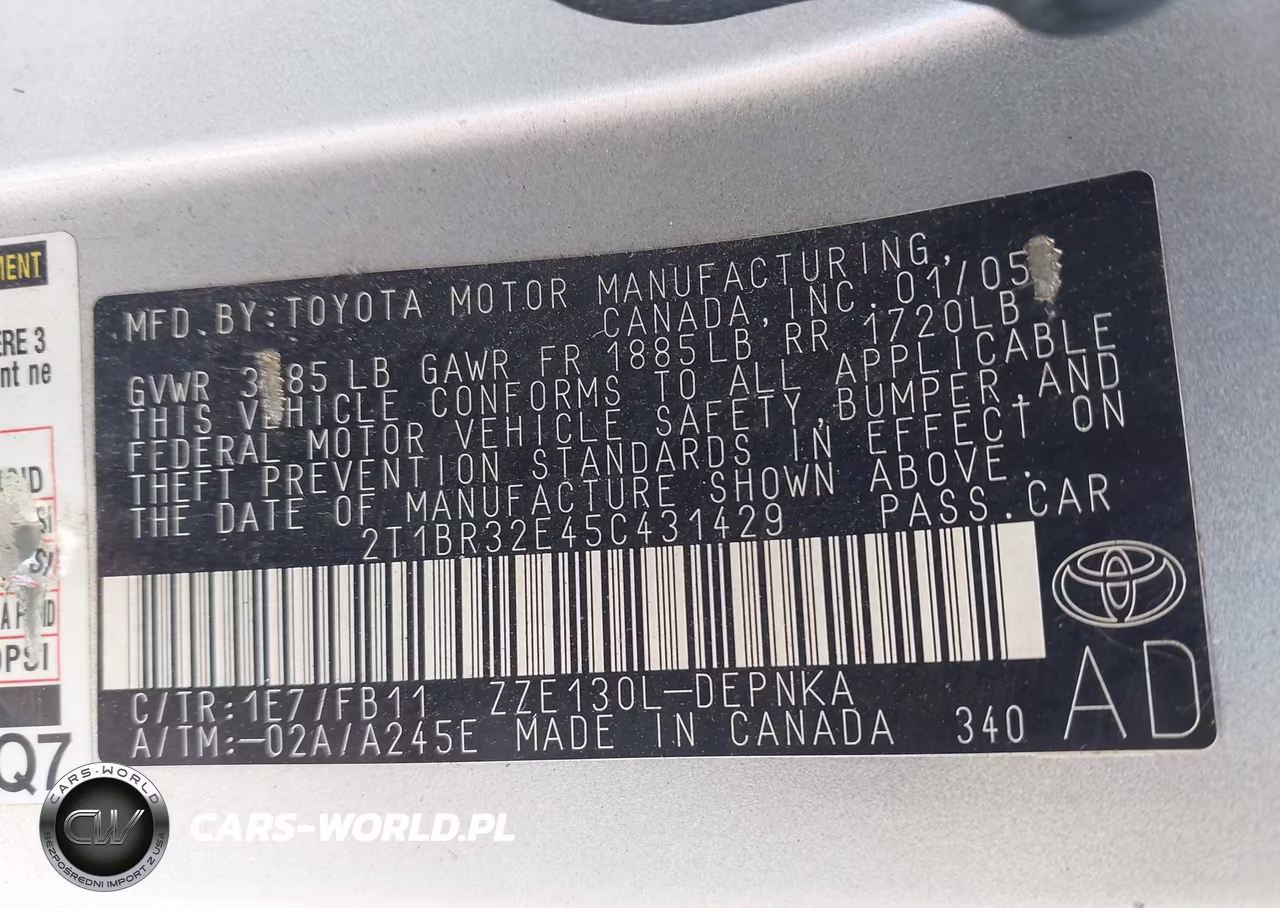 2005 Toyota Corolla Le VIN:2T1BR32E45C431429 - 9