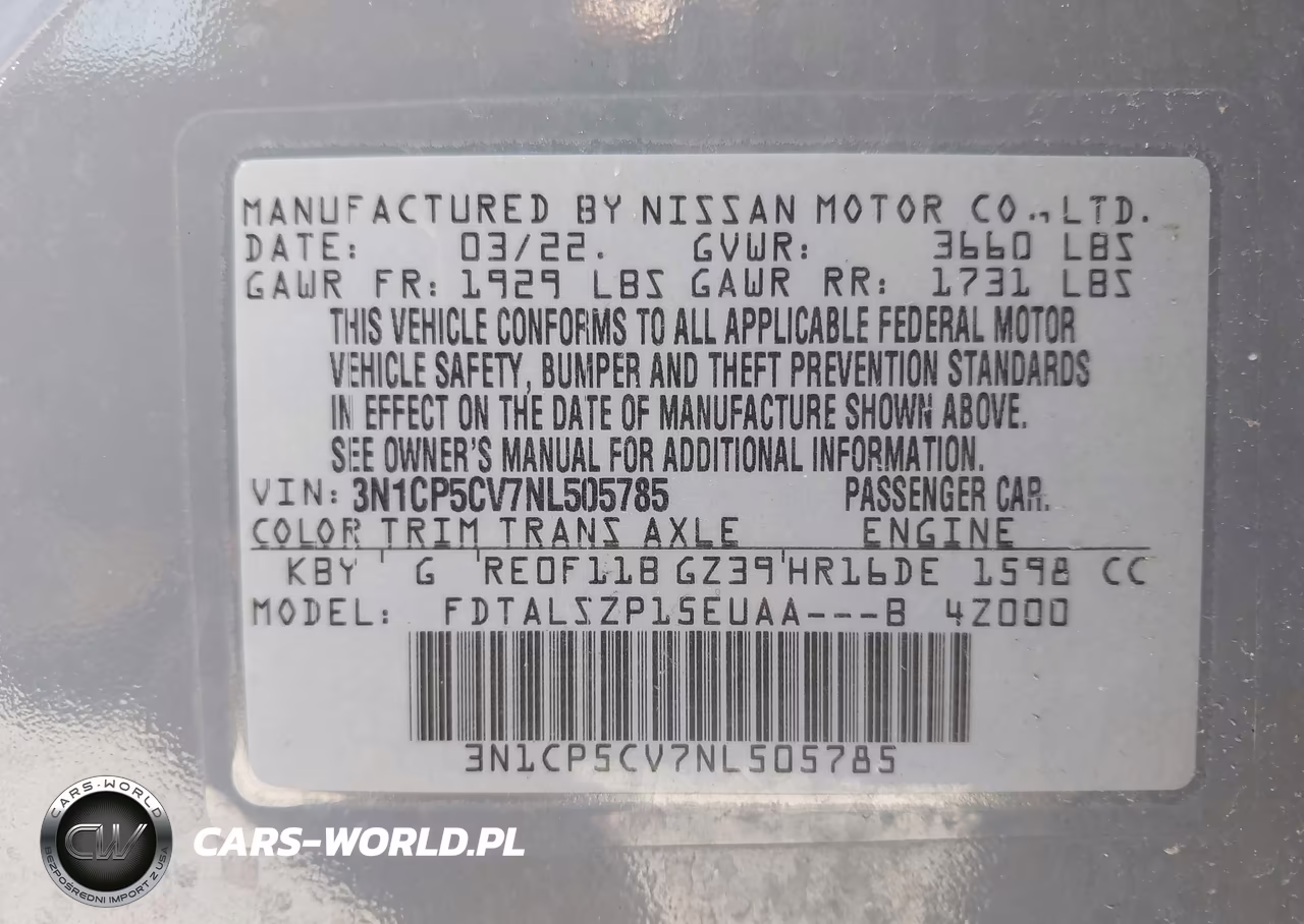 2022 Nissan Kicks Sv Xtronic Cvt VIN:3N1CP5CV7NL505785 - 9