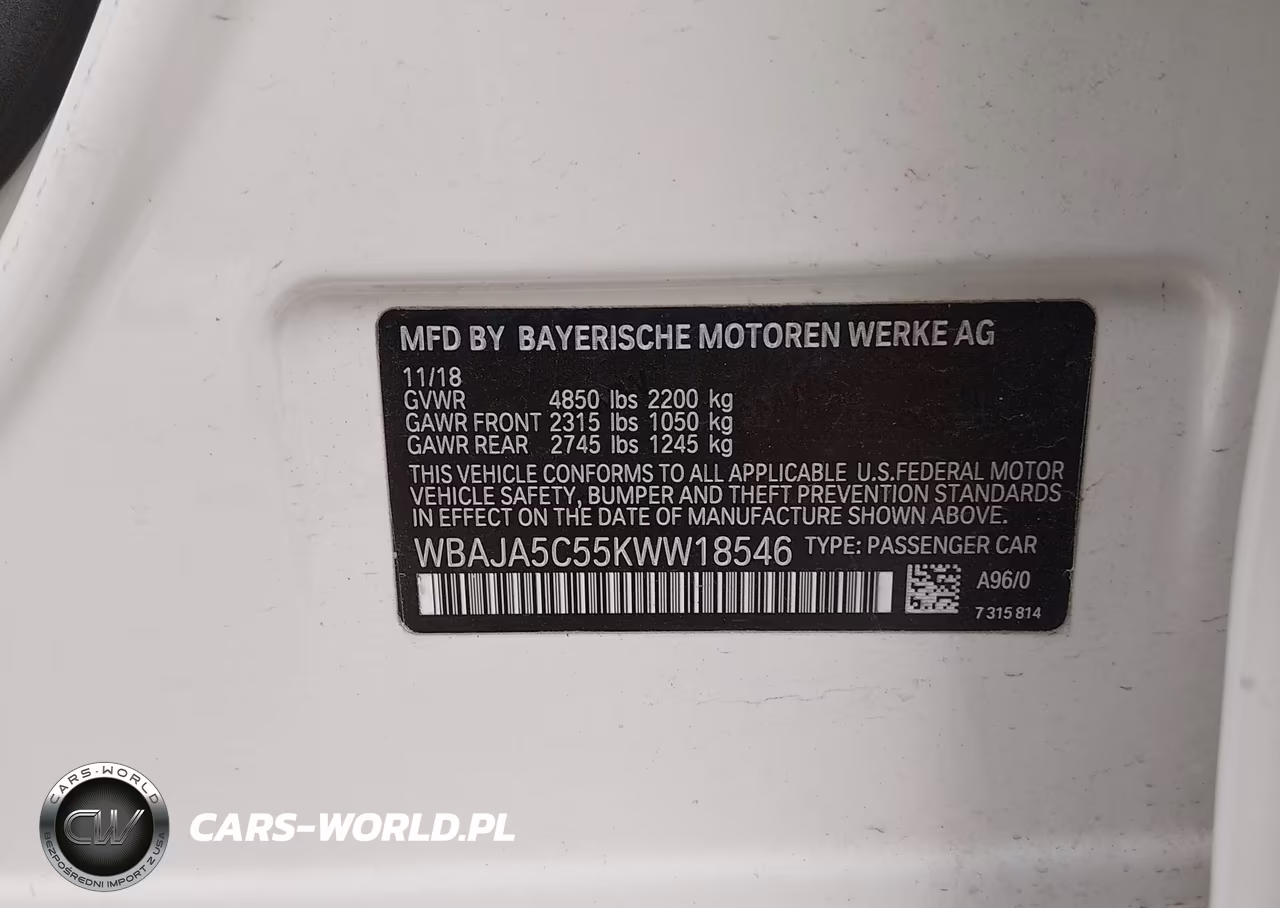 2019 BMW 530I VIN:WBAJA5C55KWW18546 - 9