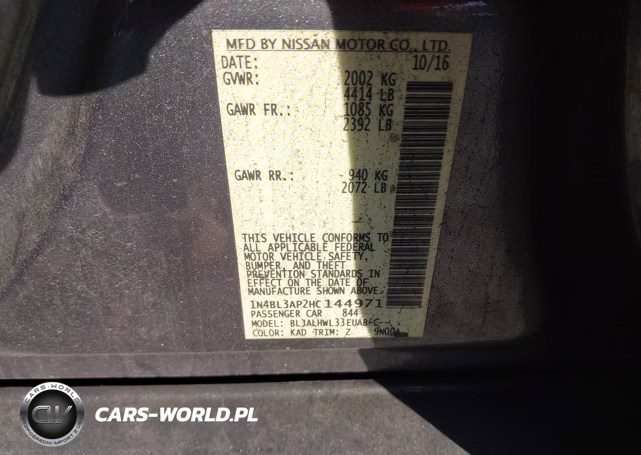 2017 Nissan Altima 3.5 Sr VIN:1N4BL3AP2HC144971 - 9