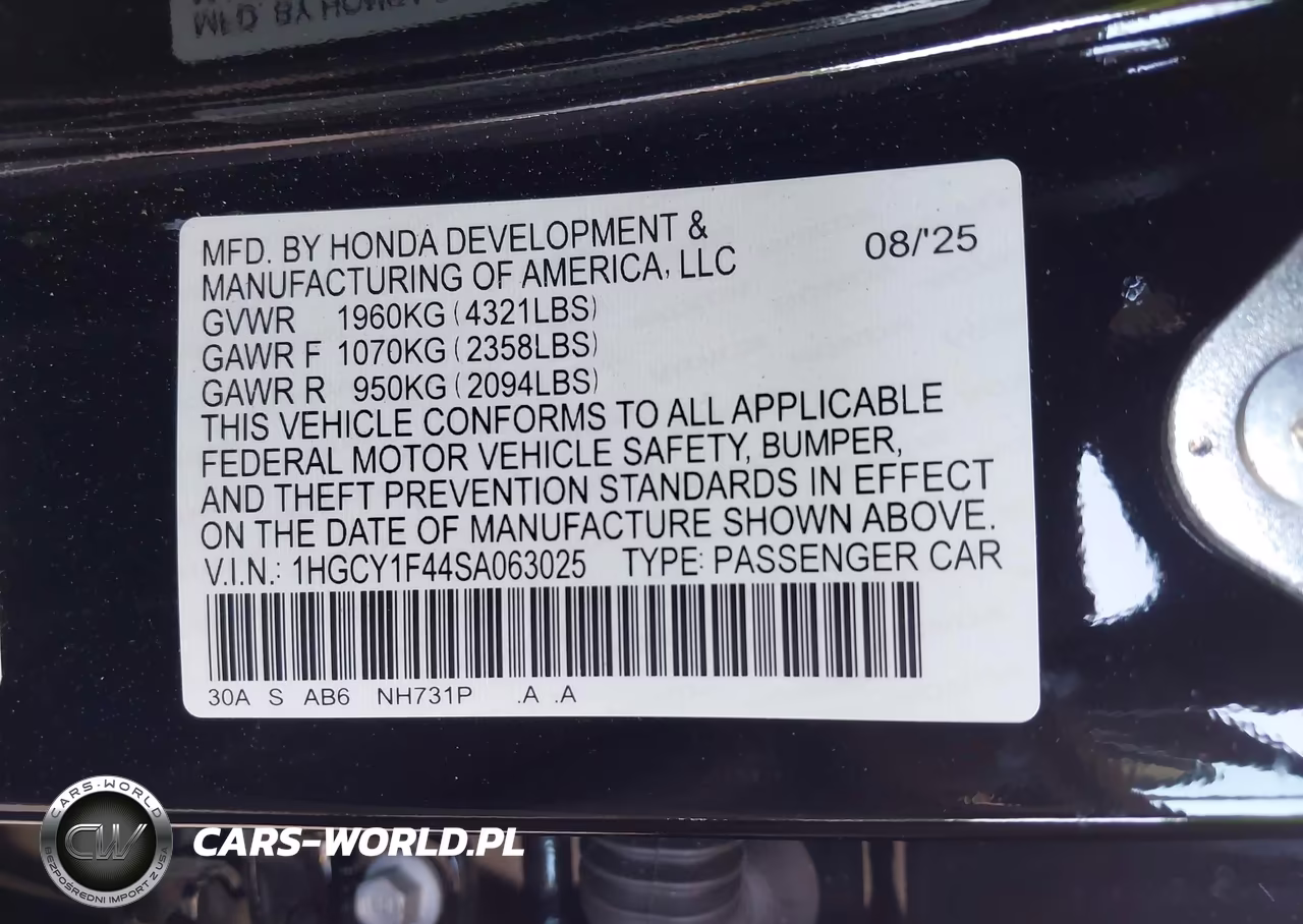 2025 Honda Accord Se VIN:1HGCY1F44SA063025 - 9