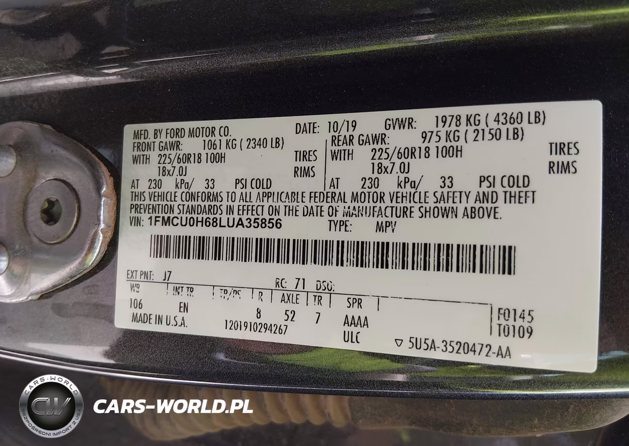 2020 Ford Escape Sel VIN:1FMCU0H68LUA35856 - 9