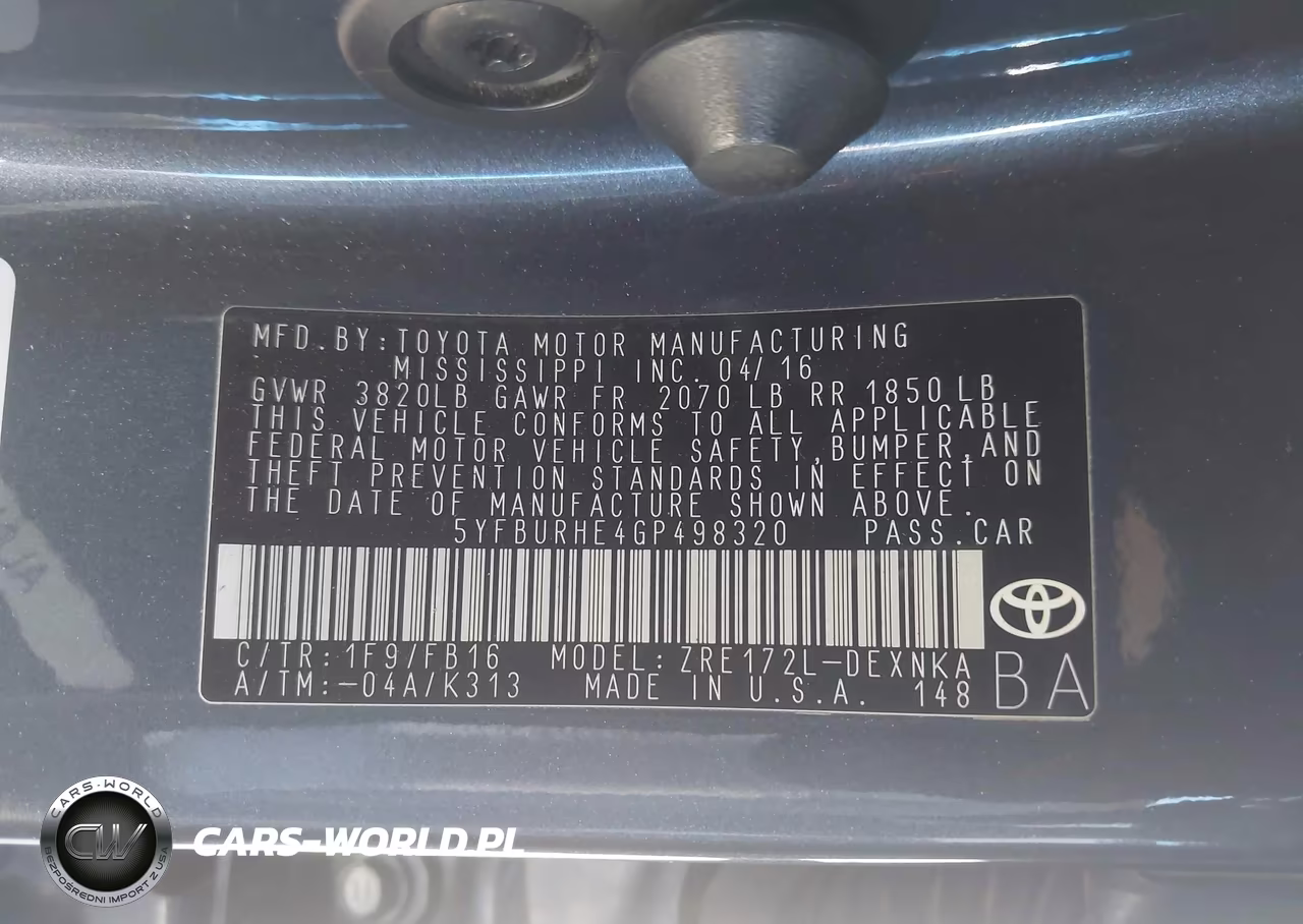 2016 Toyota Corolla Le VIN:5YFBURHE4GP498320 - 9