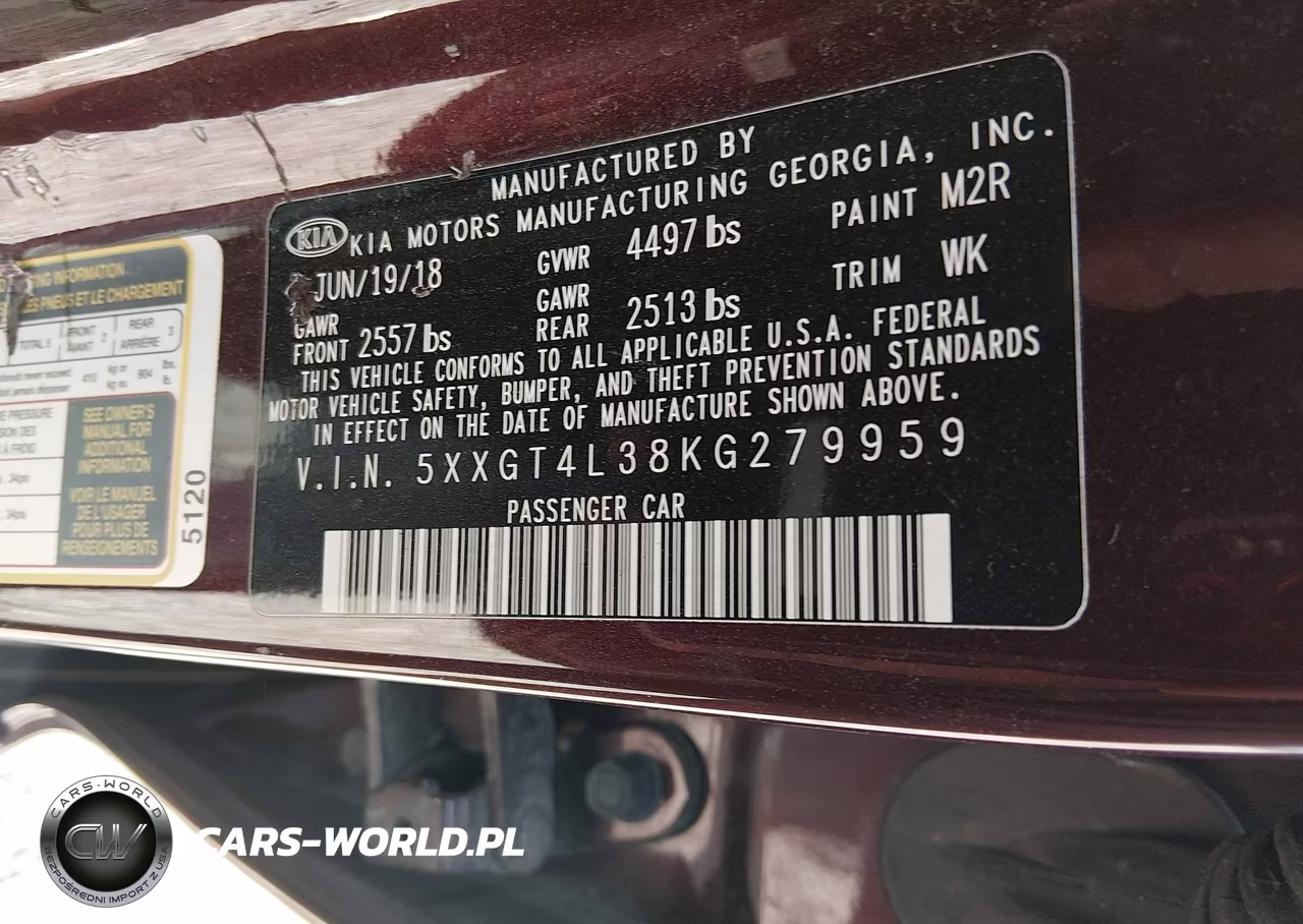 2019 Kia Optima Lx VIN:5XXGT4L38KG279959 - 9
