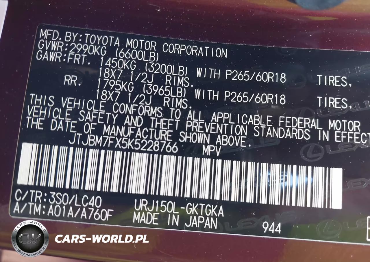2019 Lexus Gx 460 Premium VIN:JTJBM7FX5K5228766 - 9