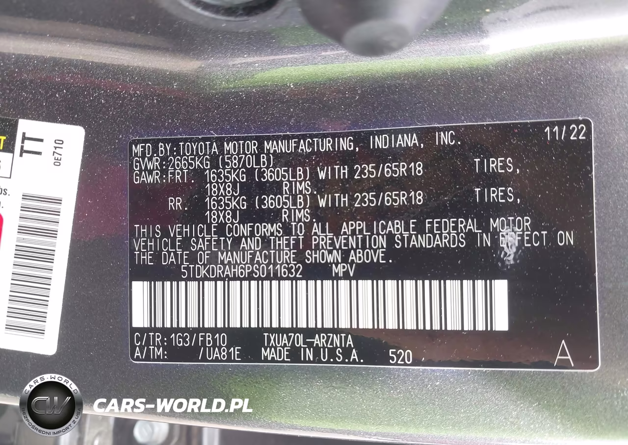 2023 Toyota Highlander Le VIN:5TDKDRAH6PS011632 - 9