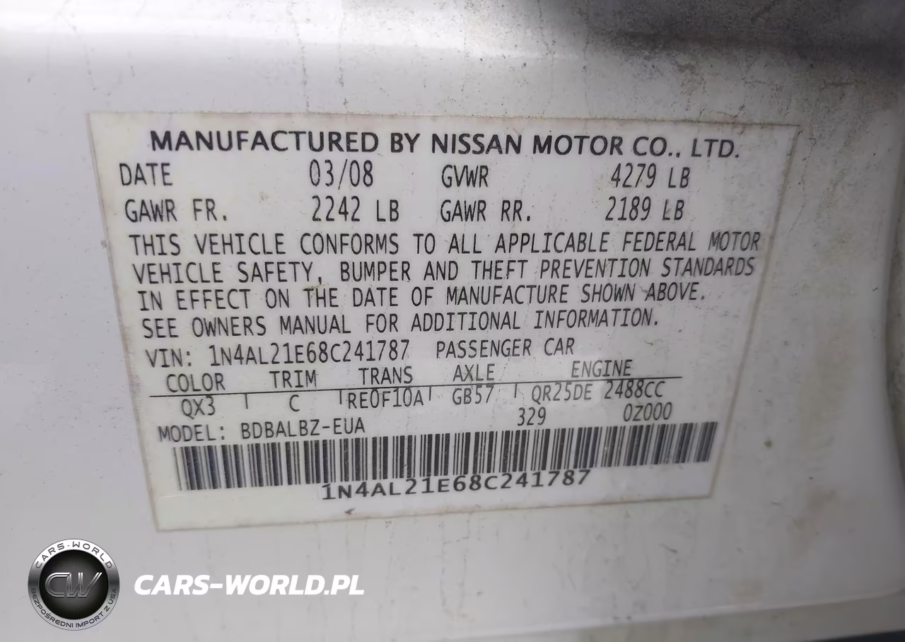 2008 Nissan Altima 2.5 S VIN:1N4AL21E68C241787 - 9
