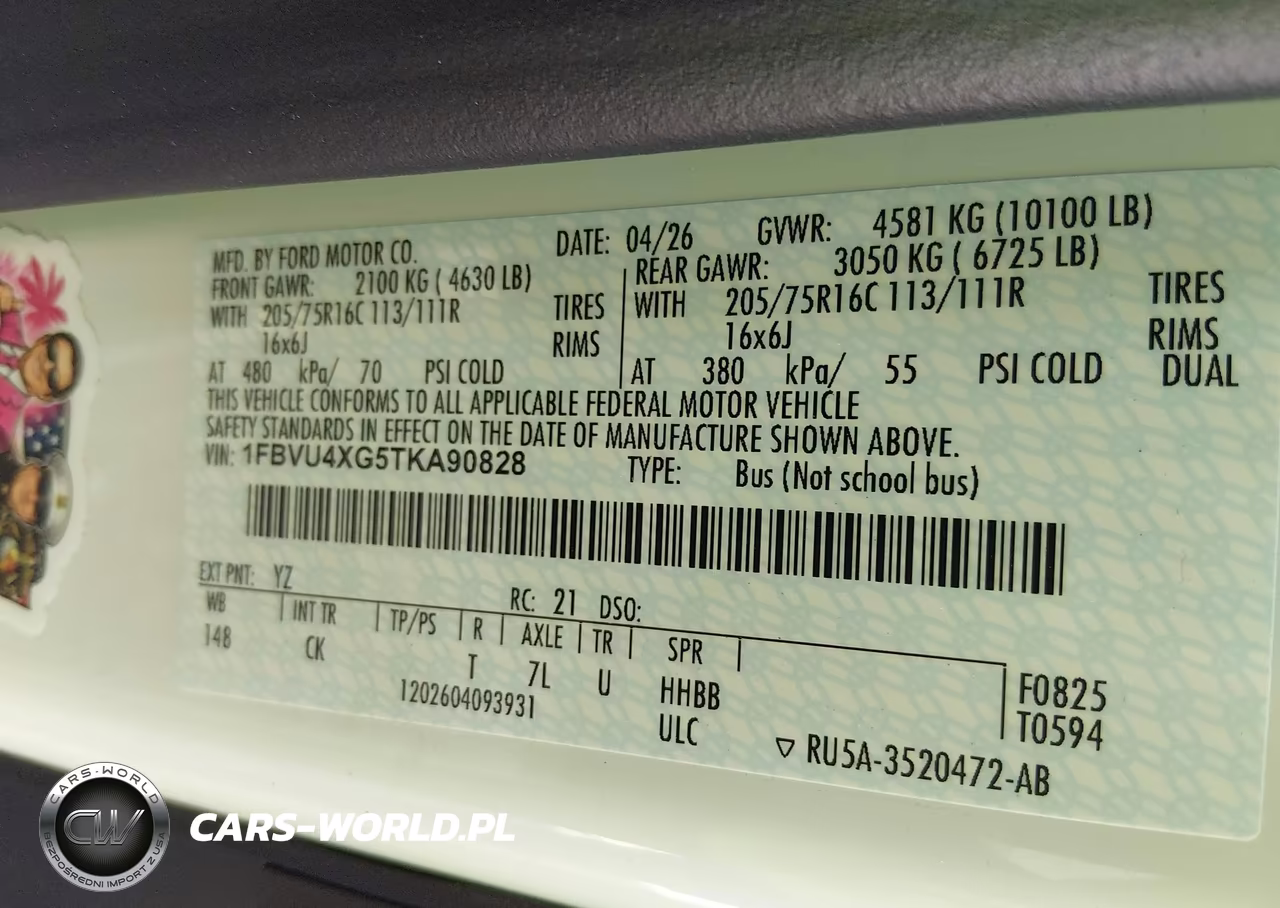 2026 Ford Transit-350 Passenger Van Xlt VIN:1FBVU4XG5TKA90828 - 8