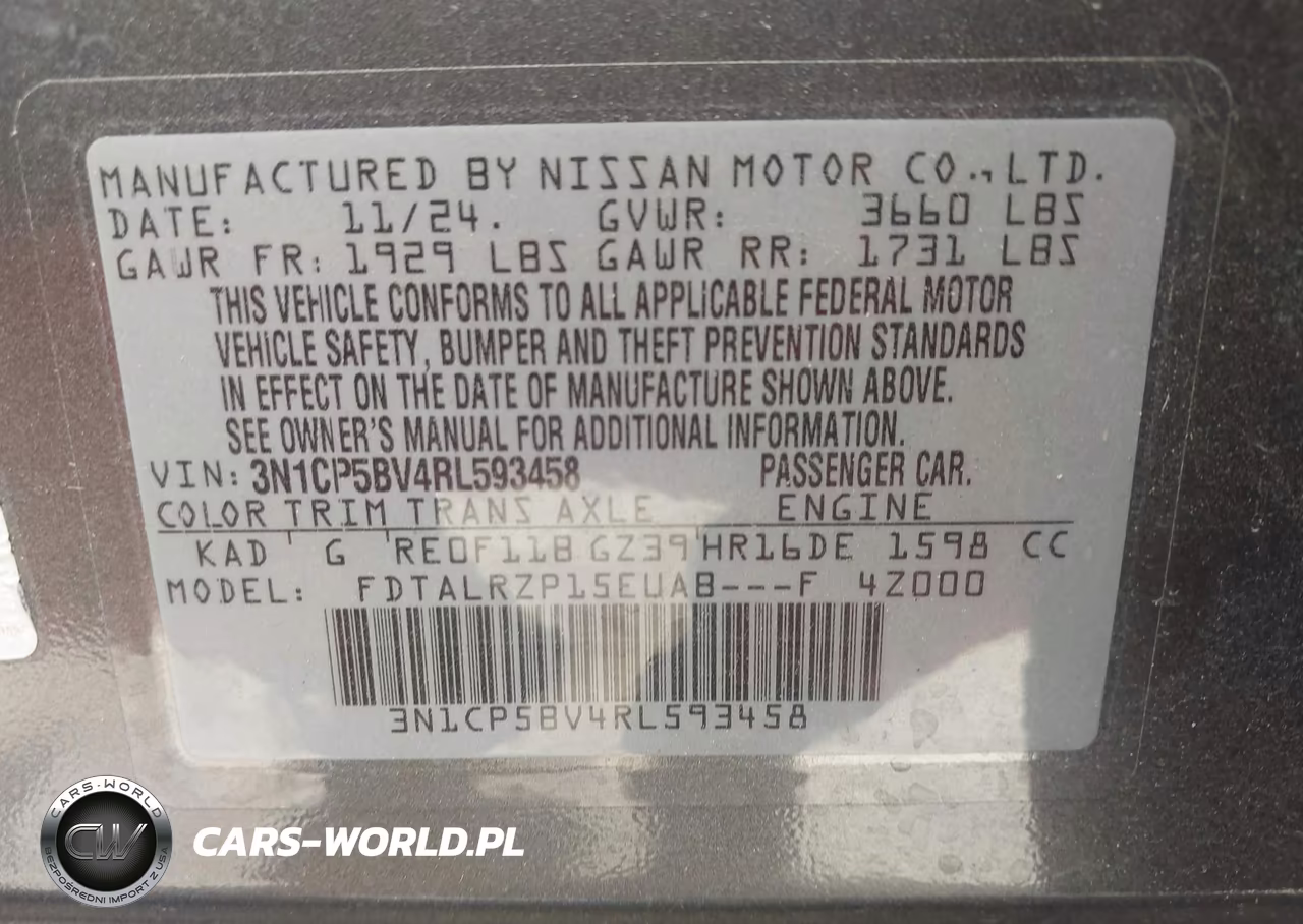 2024 Nissan Kicks S Xtronic Cvt VIN:3N1CP5BV4RL593458 - 9