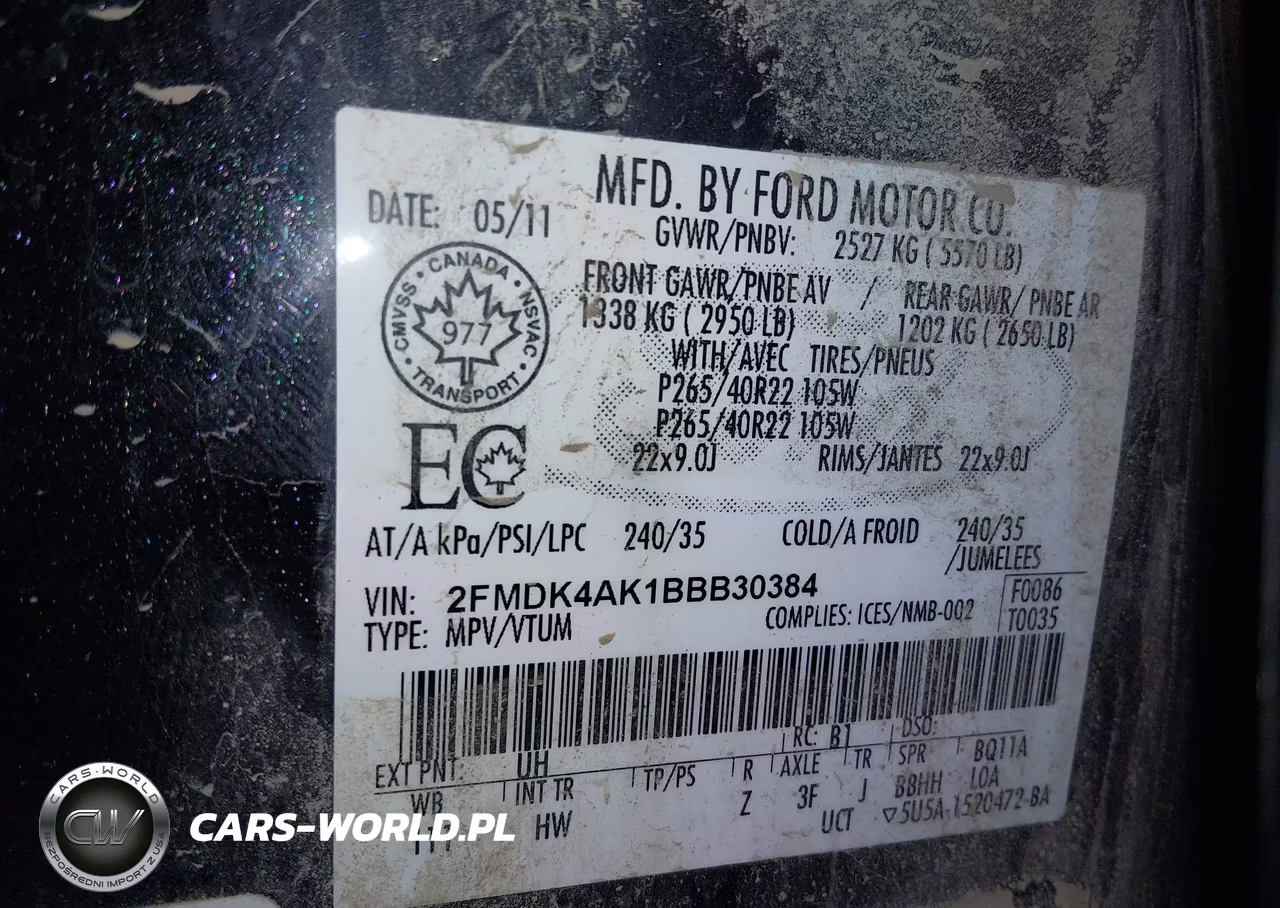 2011 Ford Edge Sport VIN:2FMDK4AK1BBB30384 - 9