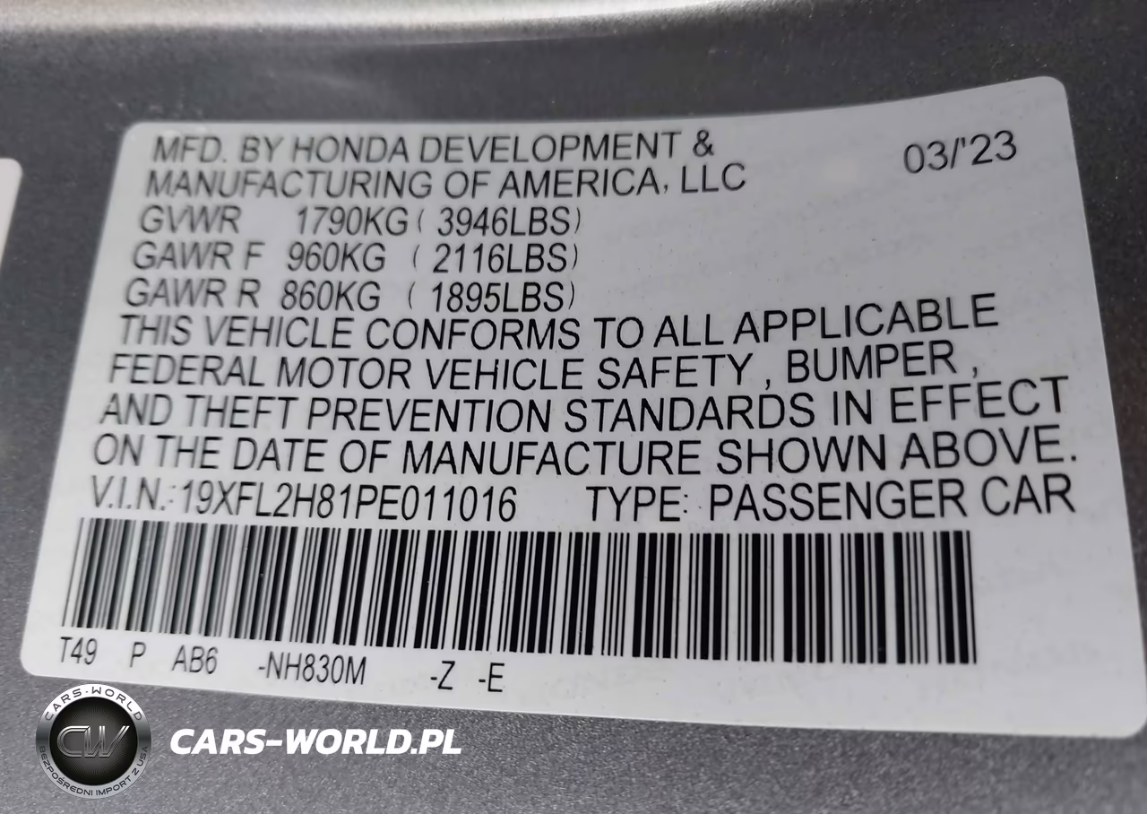 2023 Honda Civic Sport VIN:19XFL2H81PE011016 - 9