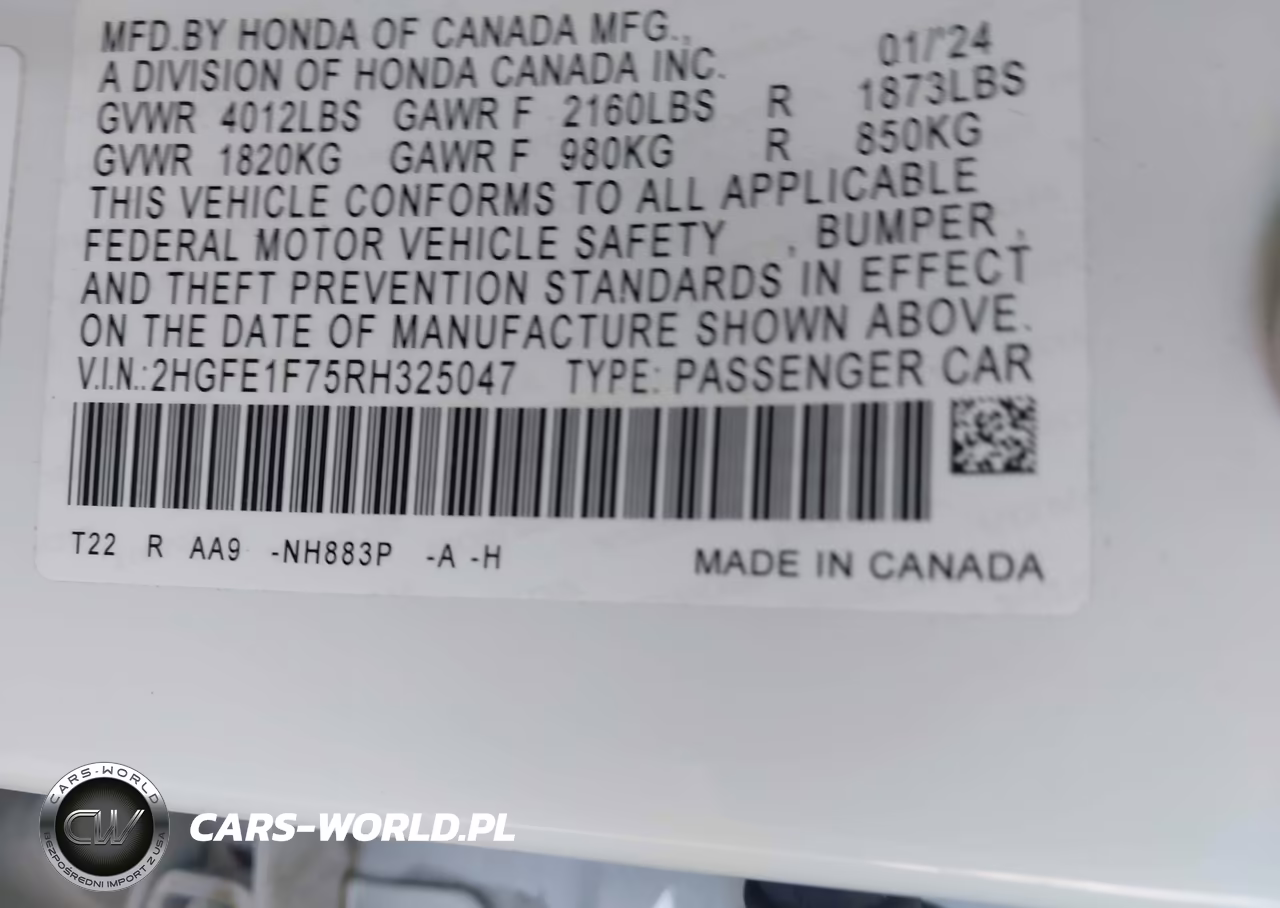 2024 Honda Civic Ex VIN:2HGFE1F75RH325047 - 9