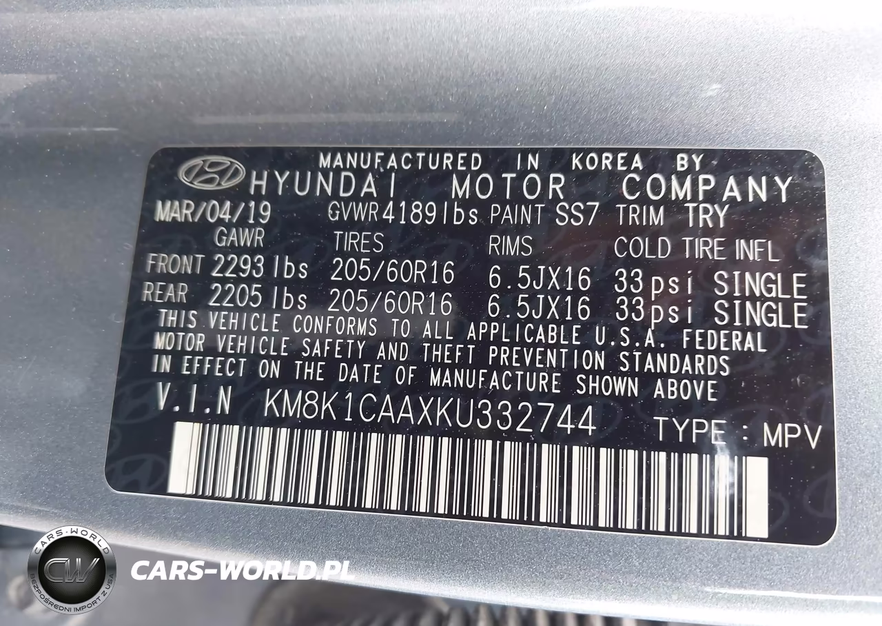 2019 Hyundai Kona Se VIN:KM8K1CAAXKU332744 - 9